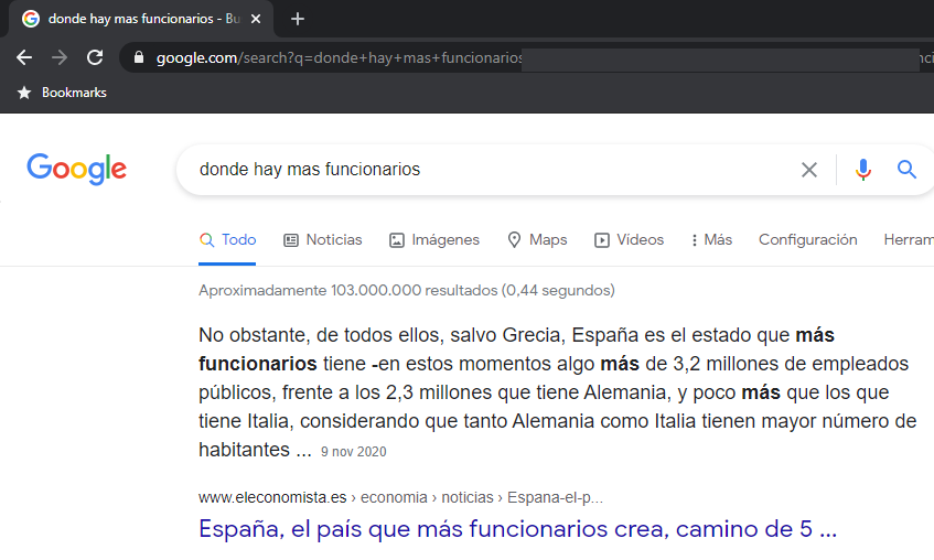 Le preguntamos a google “dónde hay más funcionarios” y pasa esto